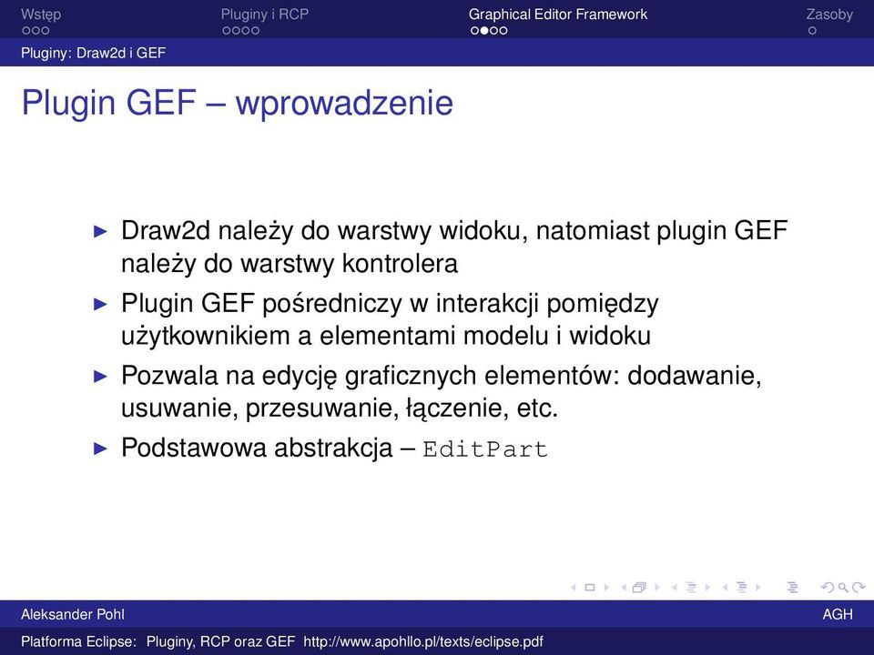 interakcji pomiędzy użytkownikiem a elementami modelu i widoku Pozwala na edycję