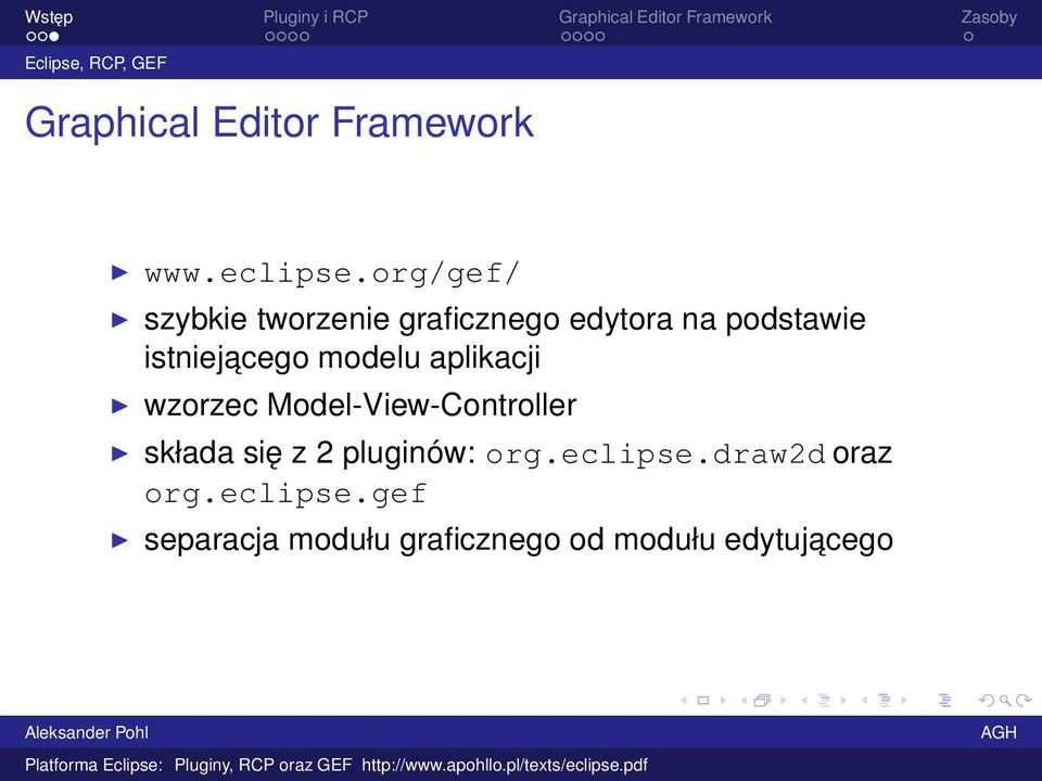 modelu aplikacji wzorzec Model-View-Controller składa się z 2 pluginów: