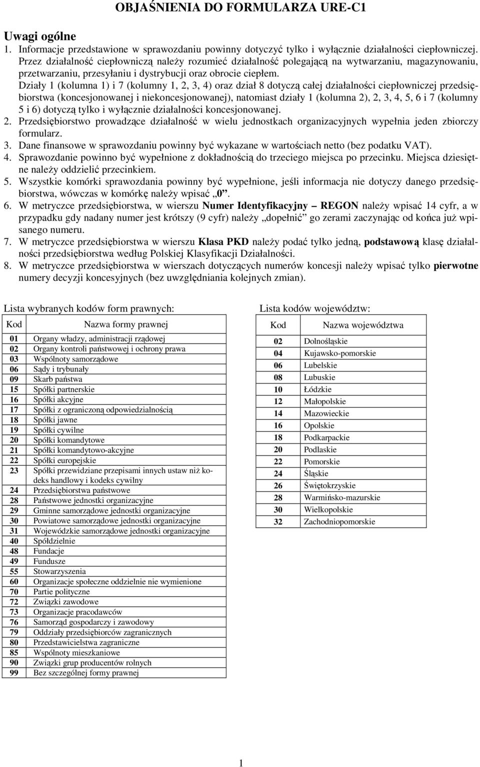 Działy 1 (kolumna 1) i 7 (kolumny 1, 2, 3, 4) oraz dział 8 dotyczą całej działalności ciepłowniczej przedsiębiorstwa (koncesjonowanej i niekoncesjonowanej), natomiast działy 1 (kolumna 2), 2, 3, 4,