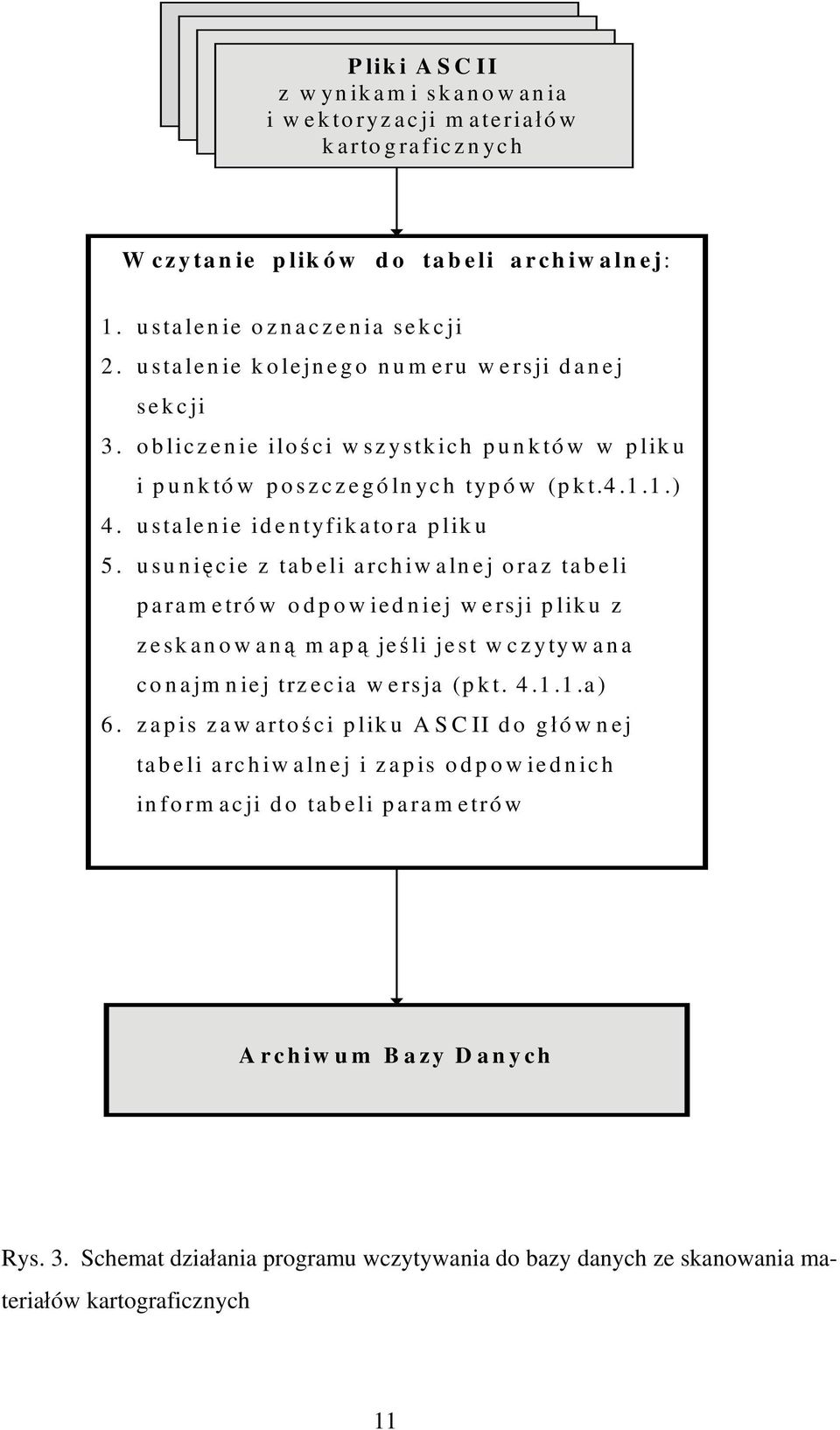 usunię cie z tabeli archiwalnej oraz tabeli parametrów odpowiedniej wersji pliku z zeskanowaną mapą jeś li jest w czytyw ana conajmniej trzecia wersja (pkt. 4.1.1.a) 6.