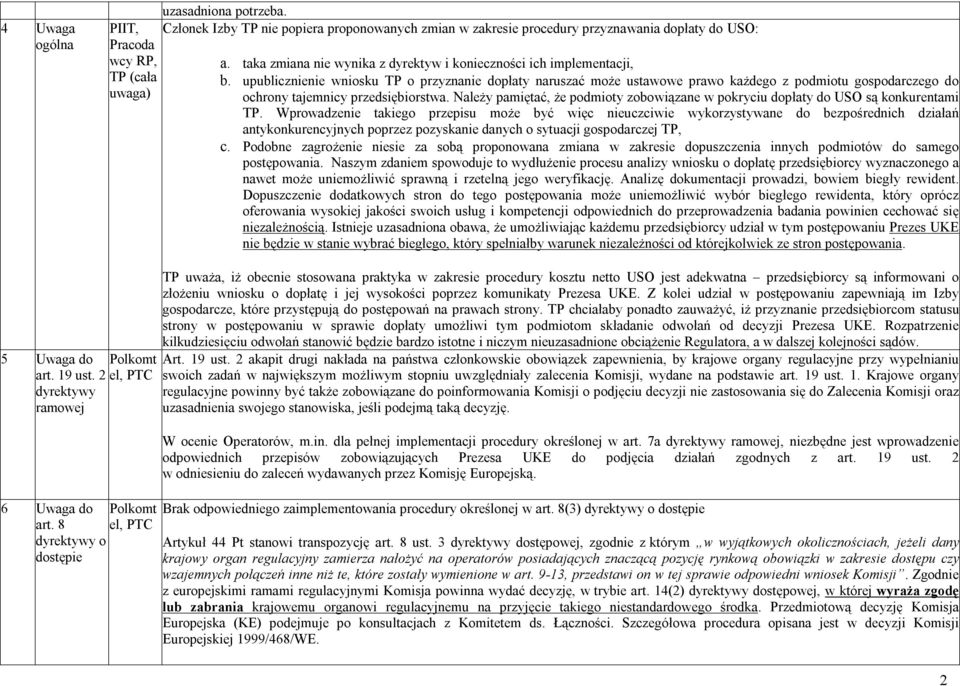 upublicznienie wniosku TP o przyznanie dopłaty naruszać może ustawowe prawo każdego z podmiotu gospodarczego do ochrony tajemnicy przedsiębiorstwa.