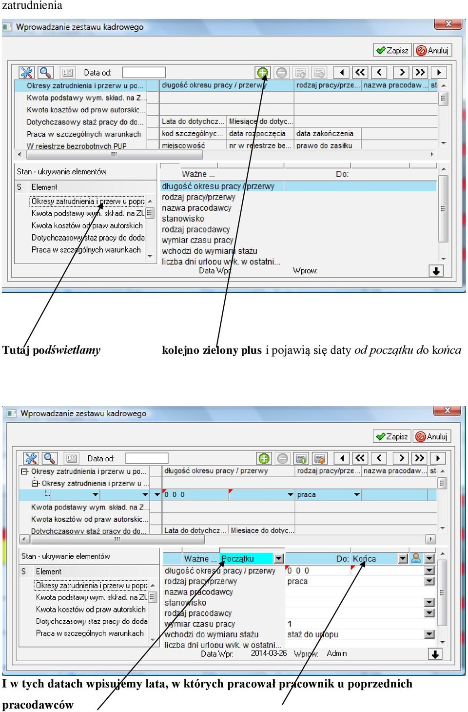 do końca I w tych datach wpisujemy lata, w