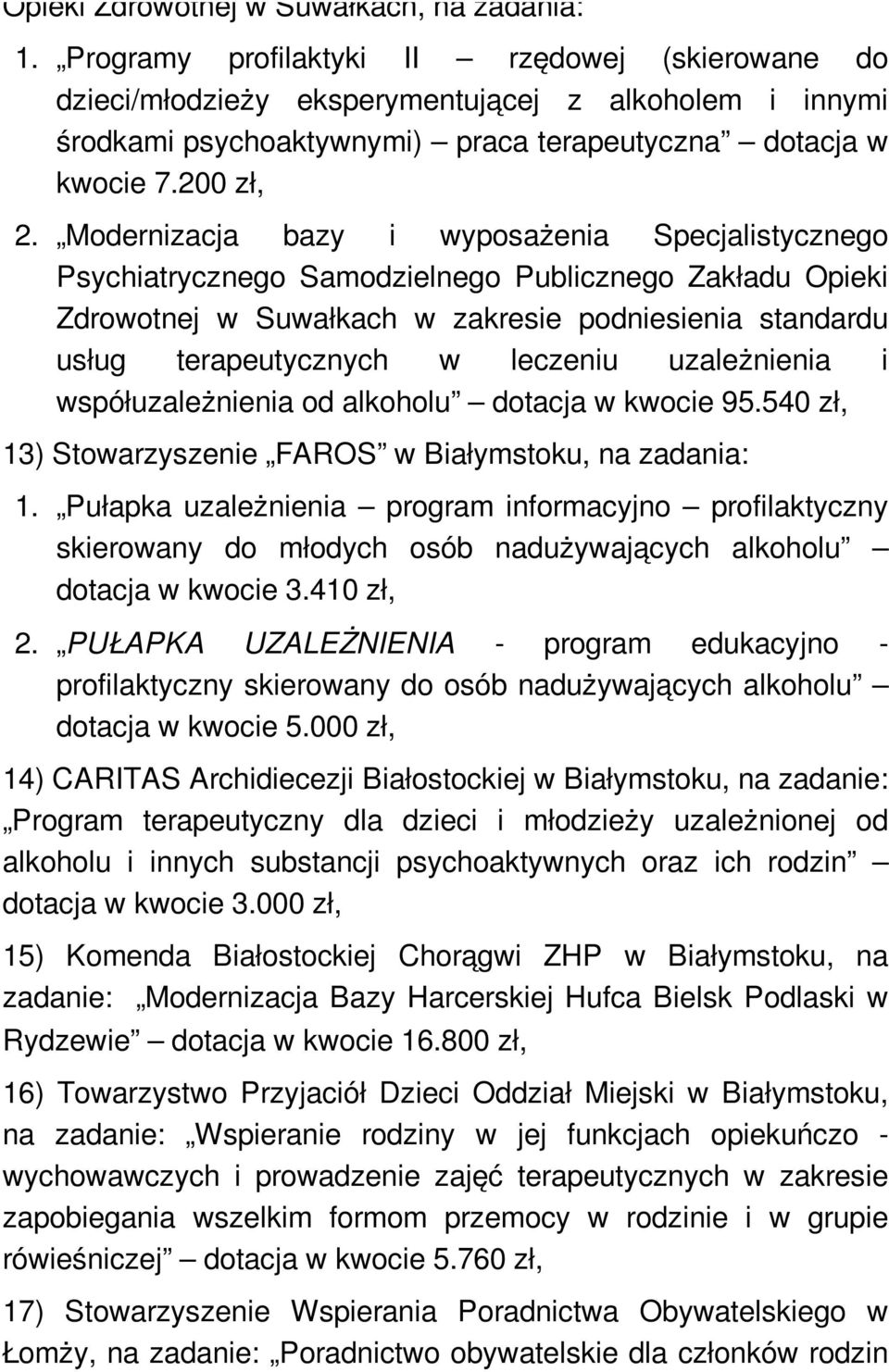 Modernizacja bazy i wyposażenia Specjalistycznego Psychiatrycznego Samodzielnego Publicznego Zakładu Opieki Zdrowotnej w Suwałkach w zakresie podniesienia standardu usług terapeutycznych w leczeniu