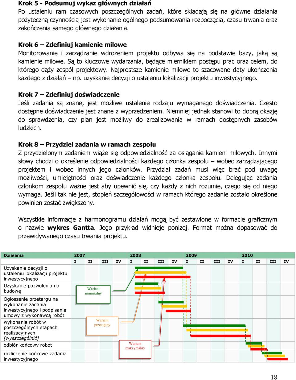 Krok 6 Zdefiniuj kamienie milowe Monitorowanie i zarządzanie wdrożeniem projektu odbywa się na podstawie bazy, jaką są kamienie milowe.