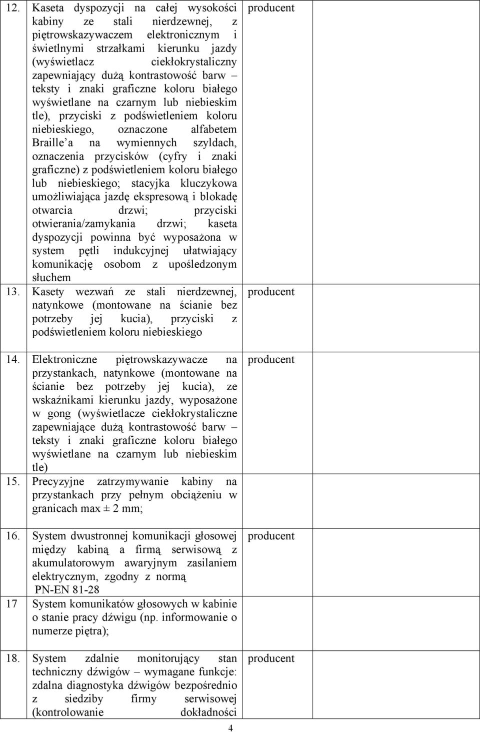 szyldach, oznaczenia przycisków (cyfry i znaki graficzne) z podświetleniem koloru białego lub niebieskiego; stacyjka kluczykowa umożliwiająca jazdę ekspresową i blokadę otwarcia drzwi; przyciski