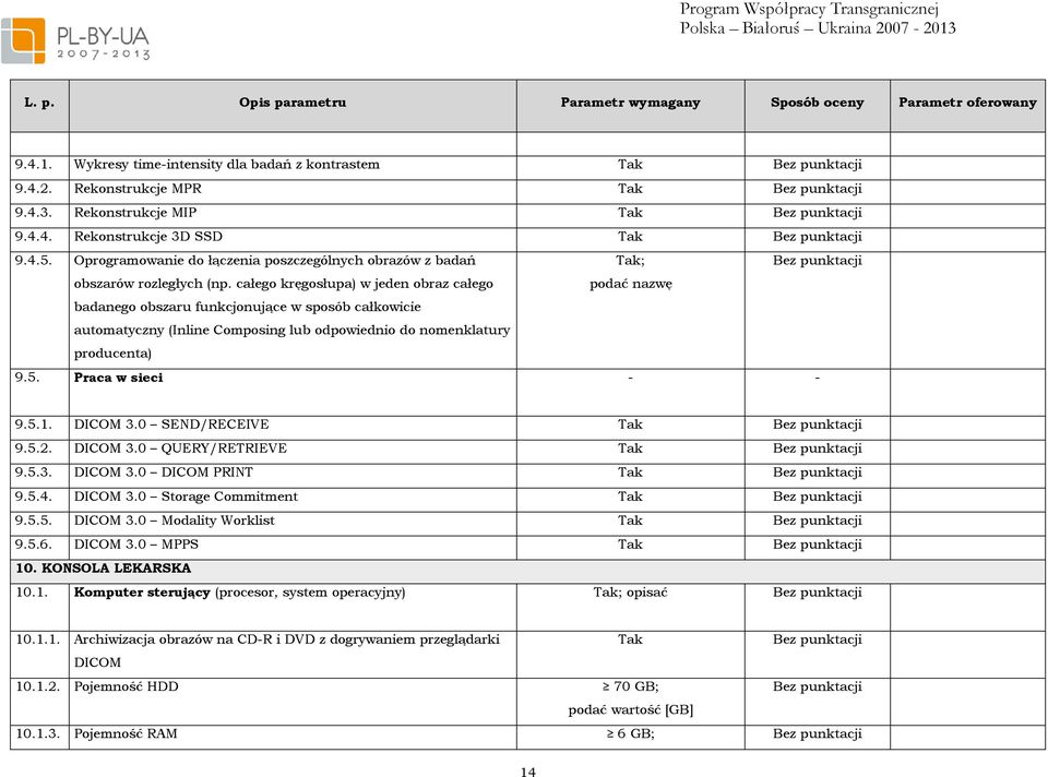 całego kręgosłupa) w jeden obraz całego badanego obszaru funkcjonujące w sposób całkowicie automatyczny (Inline Composing lub odpowiednio do nomenklatury producenta) 9.5. Praca w sieci - - 9.5.1.