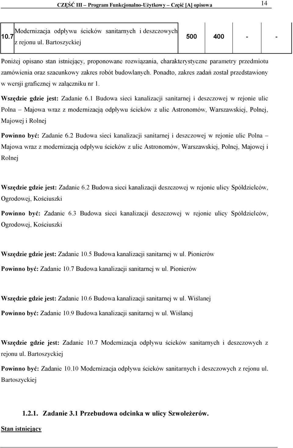 Ponadto, zakres zadań został przedstawiony w wersji graficznej w załączniku nr 1. Wszędzie gdzie jest: Zadanie 6.