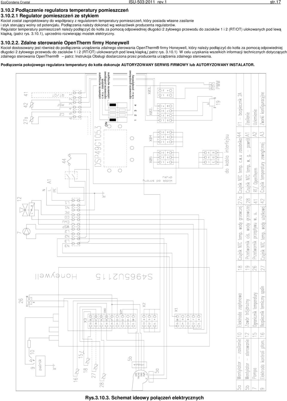 Podłączenie regulatora temperatury pomieszczeń 3.10.2.