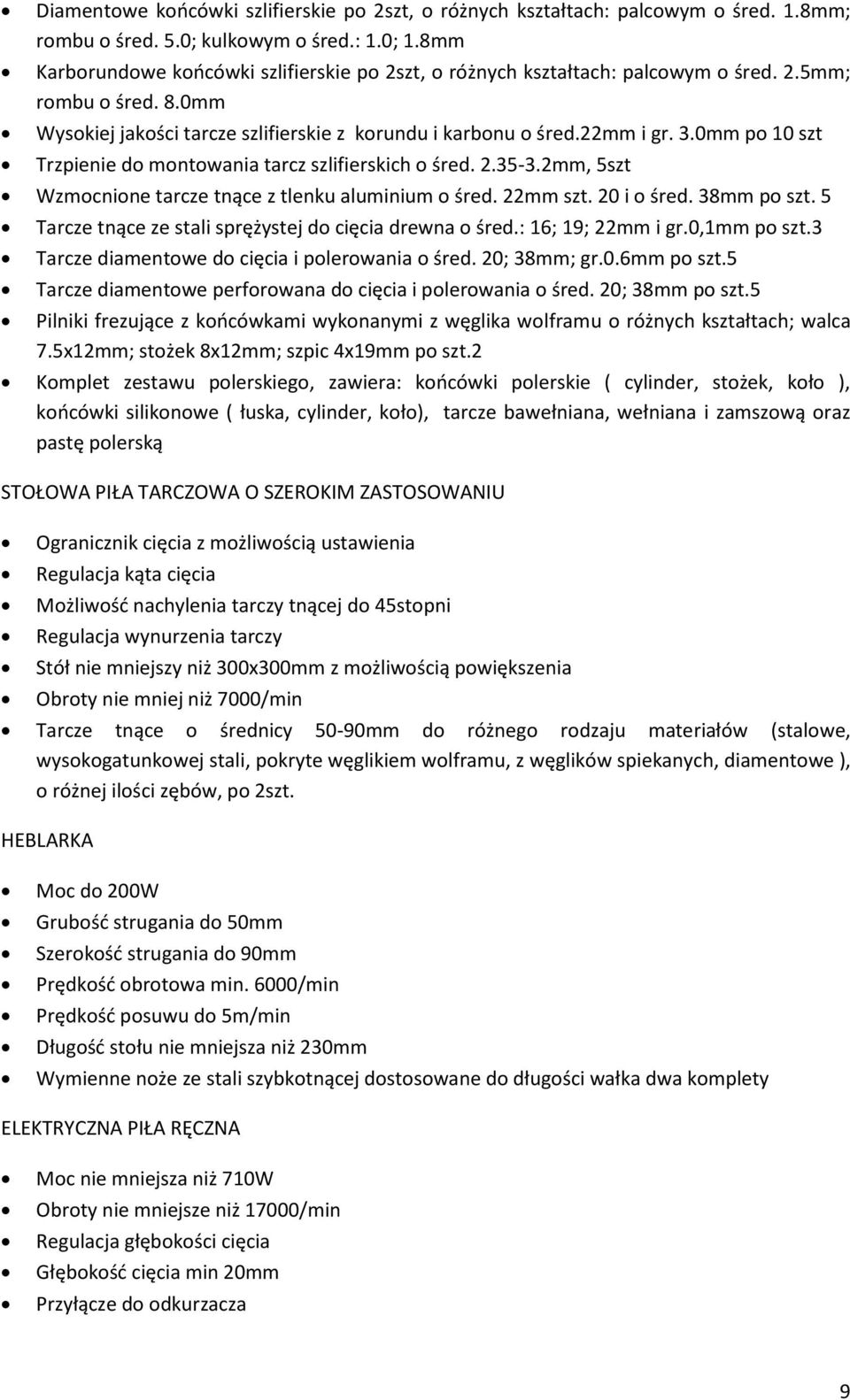 0mm po 10 szt Trzpienie do montowania tarcz szlifierskich o śred. 2.35-3.2mm, 5szt Wzmocnione tarcze tnące z tlenku aluminium o śred. 22mm szt. 20 i o śred. 38mm po szt.