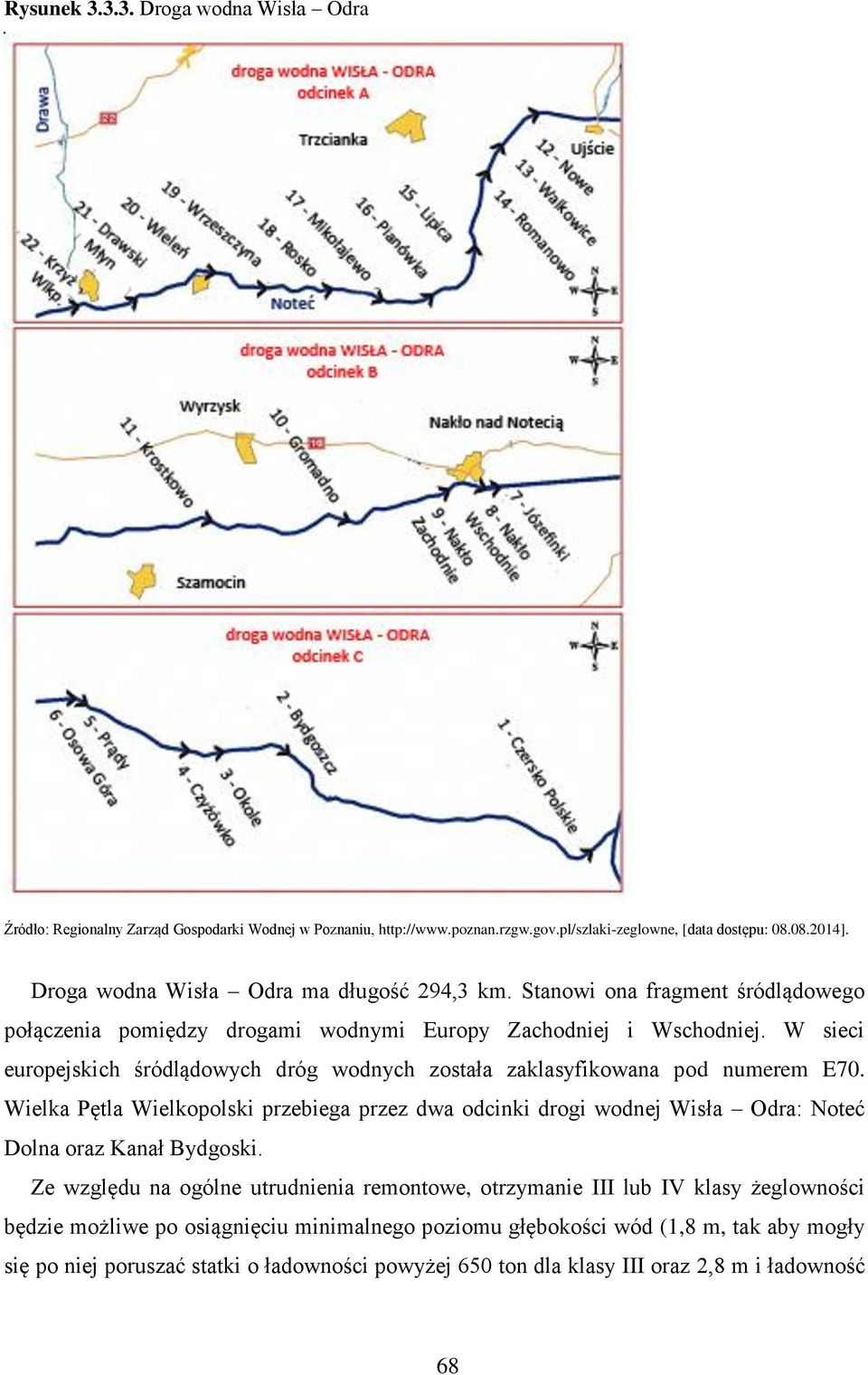 W sieci europejskich śródlądowych dróg wodnych została zaklasyfikowana pod numerem E70.