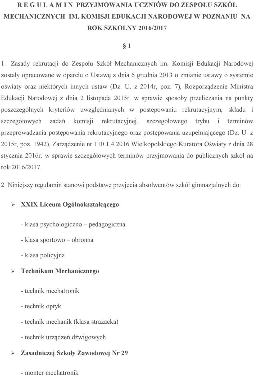 7), Rozporządzenie Ministra Edukacji Narodowej z dnia 2 listopada 2015r.