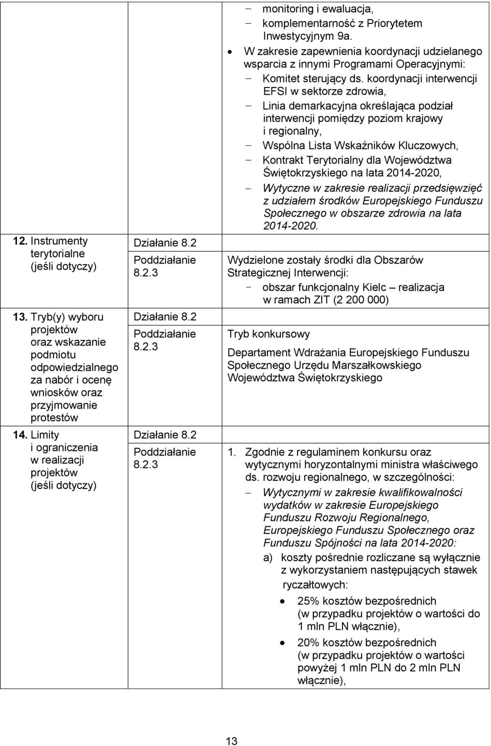 W zakresie zapewnienia koordynacji udzielanego wsparcia z innymi Programami Operacyjnymi: Komitet sterujący ds.