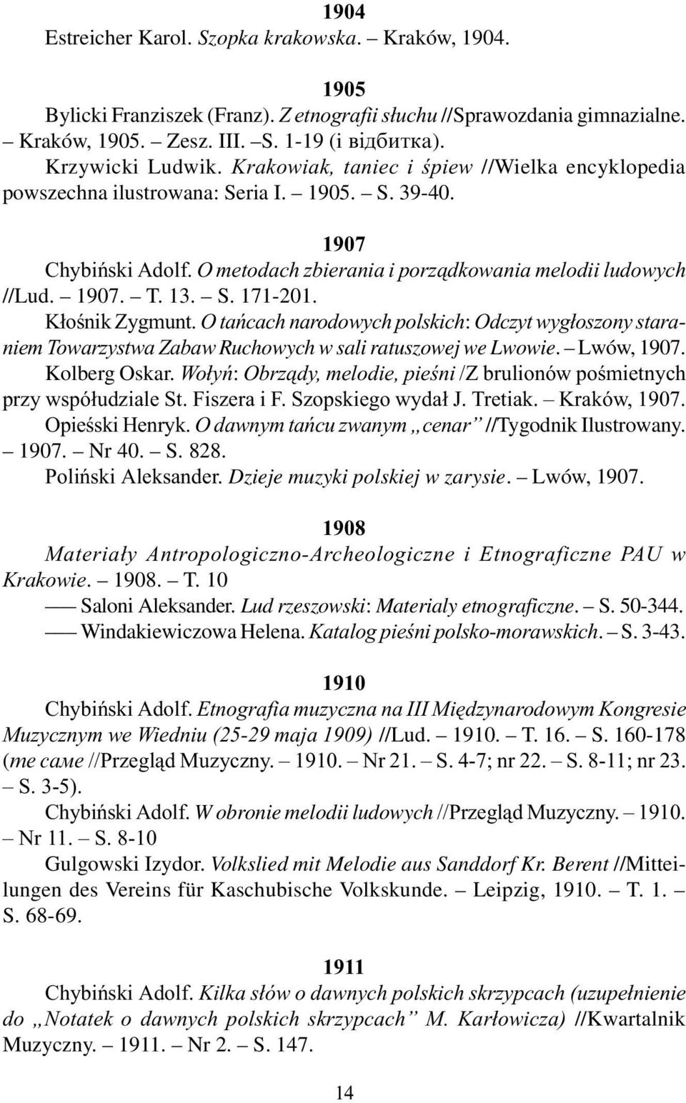 K³oœnik Zygmunt. O tañcach narodowych polskich: Odczyt wyg³oszony staraniem Towarzystwa Zabaw Ruchowych w sali ratuszowej we Lwowie. Lwów, 1907. Kolberg Oskar.