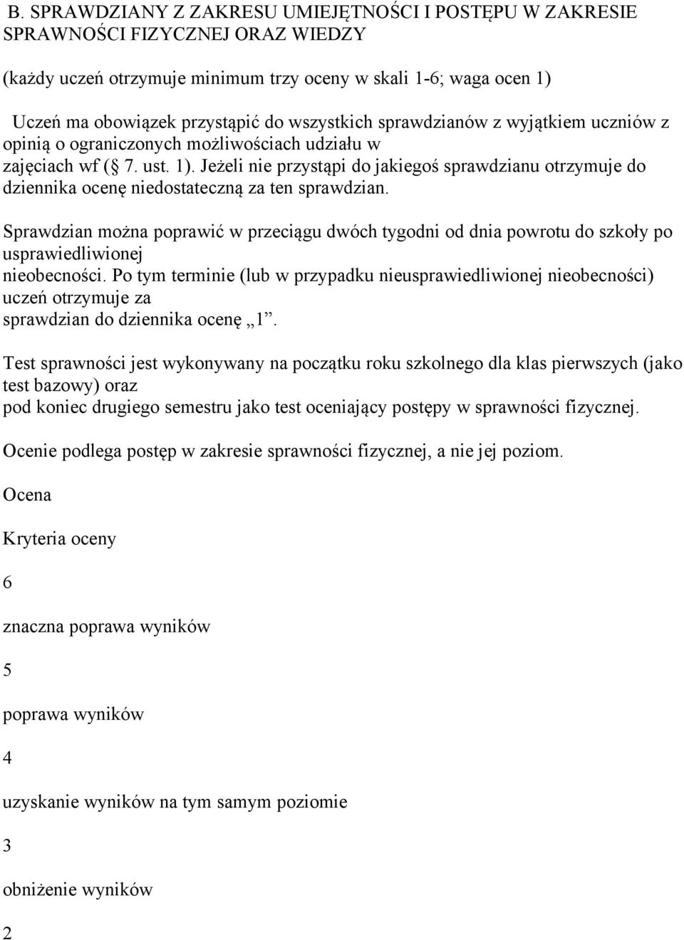 Jeżeli nie przystąpi do jakiegoś sprawdzianu otrzymuje do dziennika ocenę niedostateczną za ten sprawdzian.