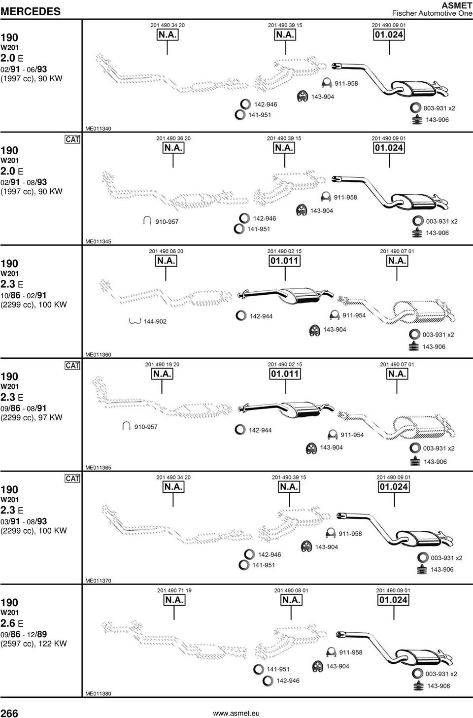 3 E 10/86-02/91 (2299 cc), 100 KW ME011360 190 W201 2.