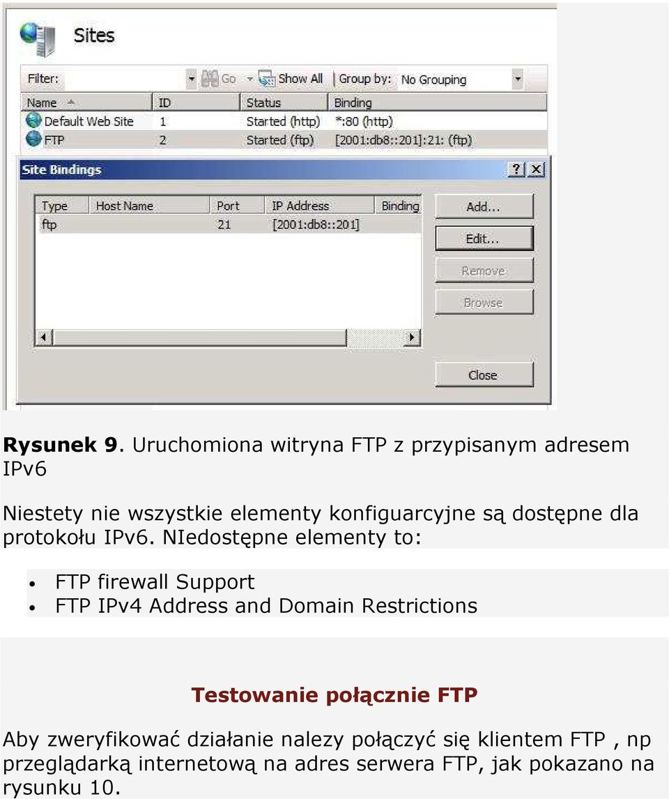 są dostępne dla protokołu IPv6.