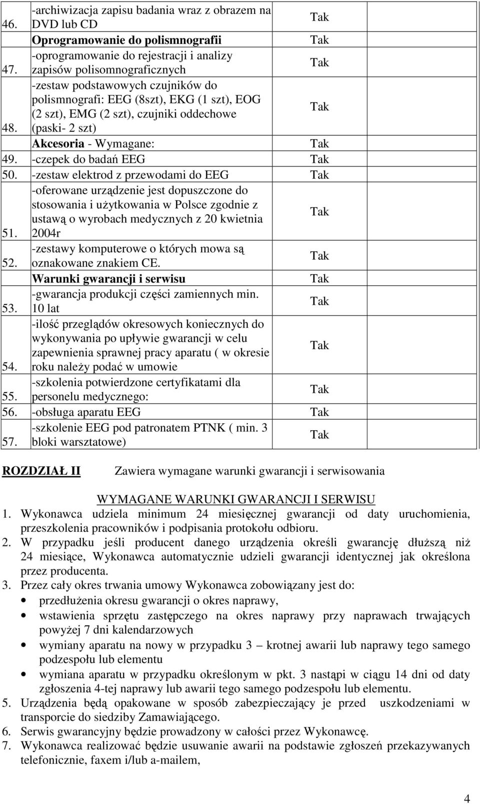 -czepek do badań EEG 50. -zestaw elektrod z przewodami do EEG -oferowane urządzenie jest dopuszczone do stosowania i uŝytkowania w Polsce zgodnie z ustawą o wyrobach medycznych z 20 kwietnia 51.