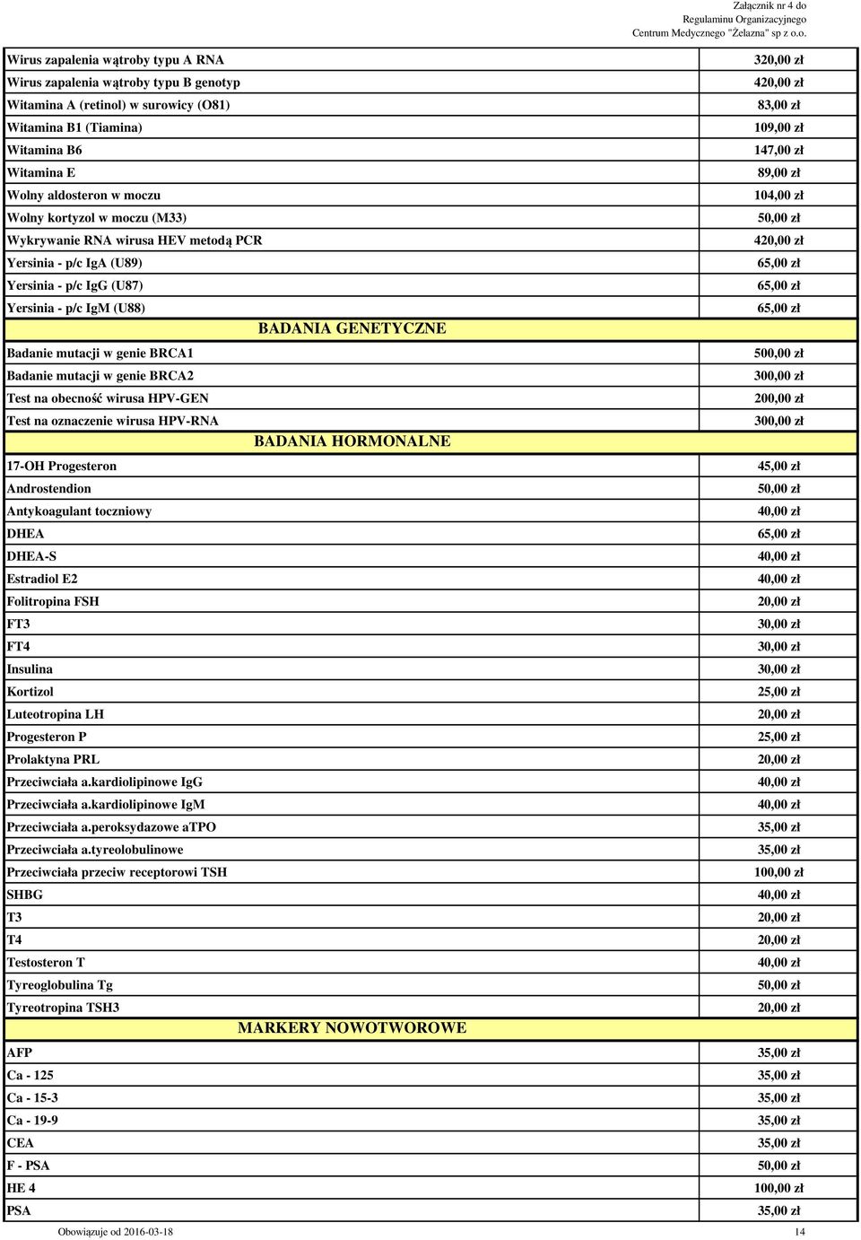 obecność wirusa HPV-GEN Test na oznaczenie wirusa HPV-RNA 17-OH Progesteron Androstendion Antykoagulant toczniowy DHEA DHEA-S Estradiol E2 Folitropina FSH FT3 FT4 Insulina Kortizol Luteotropina LH