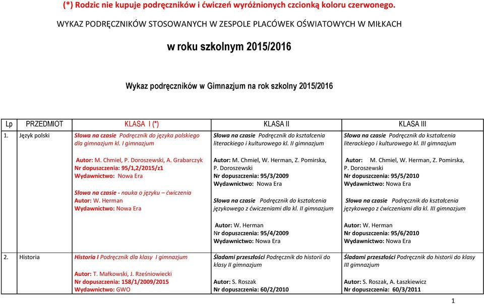 Język polski Słowa na czasie Podręcznik do języka polskiego dla kl. I Słowa na czasie Podręcznik do kształcenia literackiego i kulturowego kl.