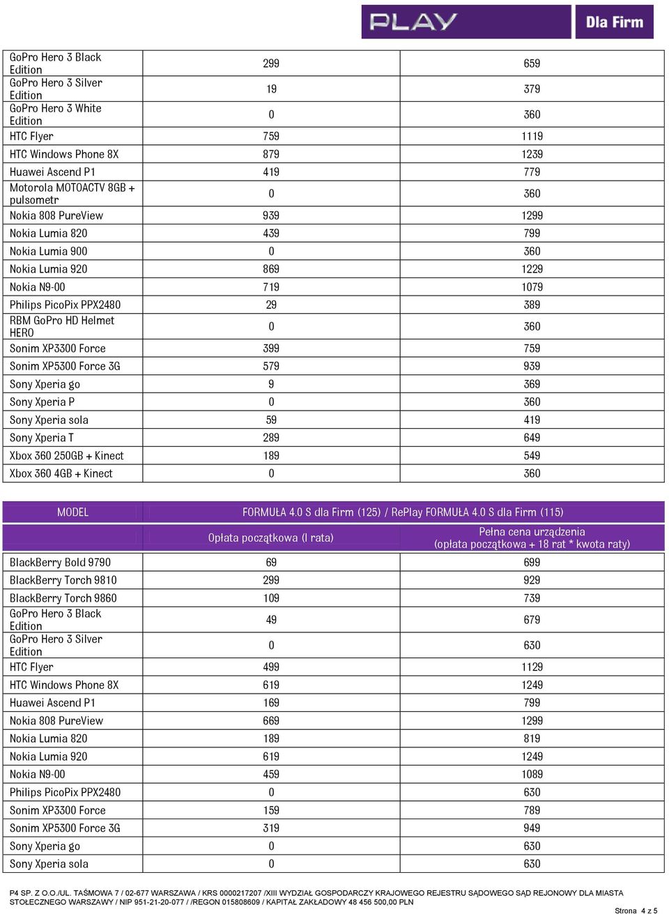 579 939 Sony Xperia go 9 369 Sony Xperia P Sony Xperia sola 59 419 Sony Xperia T 289 649 Xbox 360 250GB + Kinect 189 549 Xbox 360 4GB + Kinect BlackBerry Bold 9790 69 699 BlackBerry Torch 9810 299