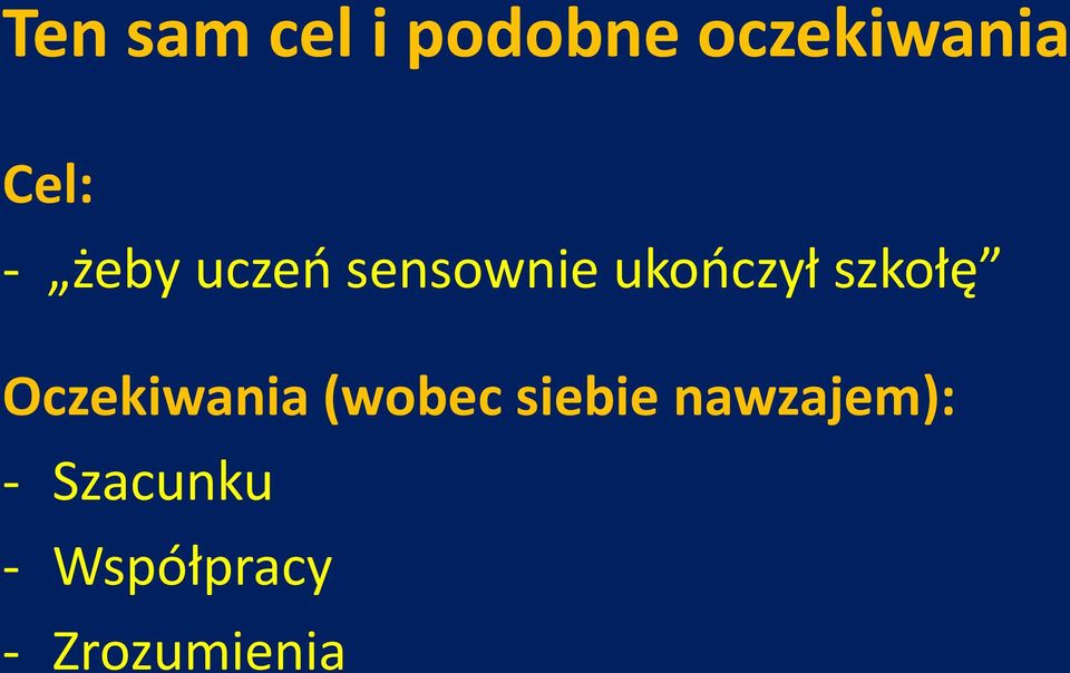 szkołę Oczekiwania (wobec siebie