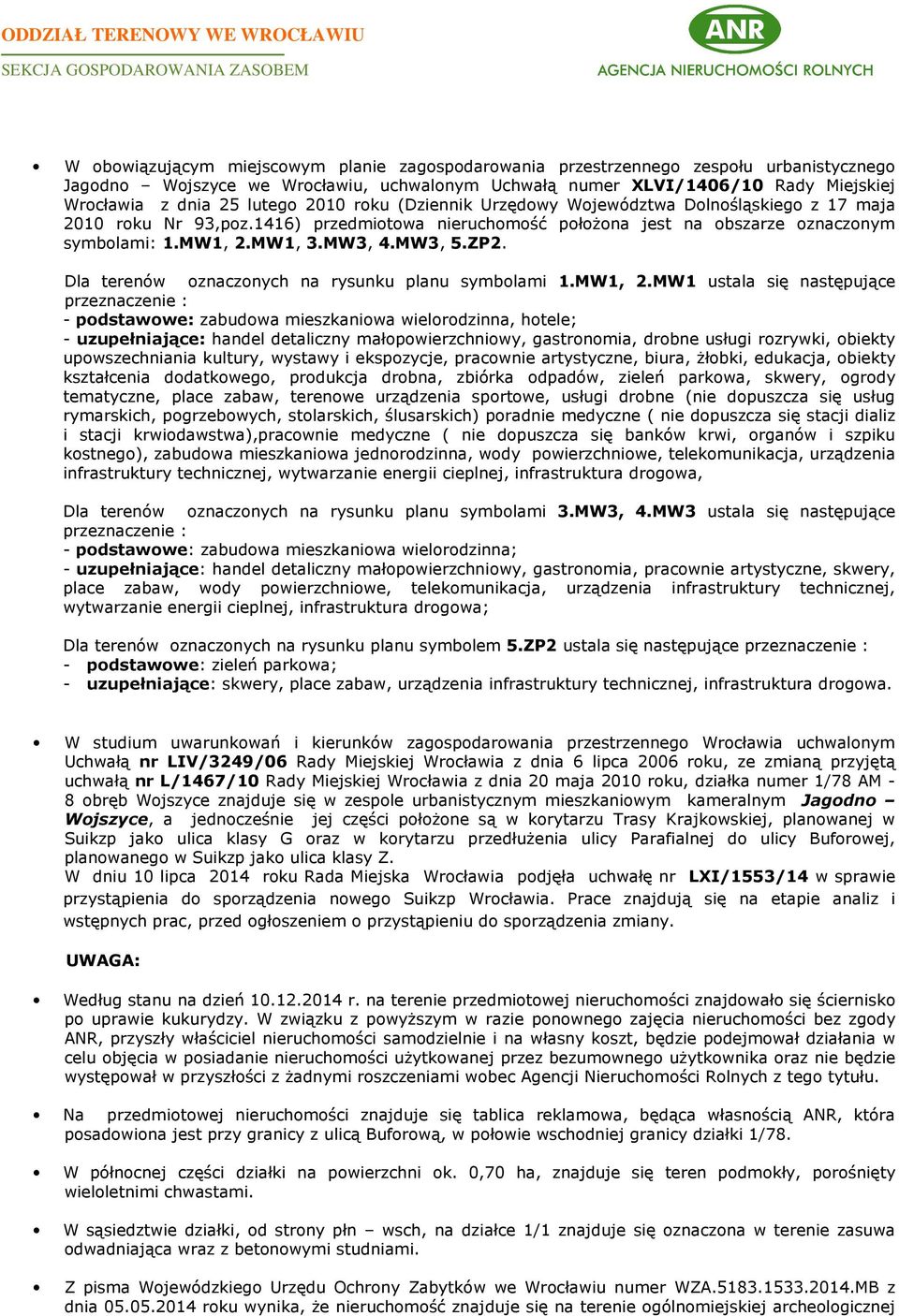 MW3, 5.ZP2. Dla terenów oznaczonych na rysunku planu symbolami 1.MW1, 2.