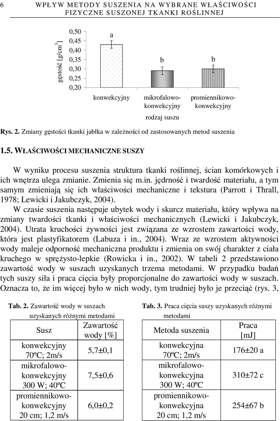 WŁAŚCIWOŚCI MECHANICZNE SUSZY W wyniku procesu suszenia struktura tkanki roślinn