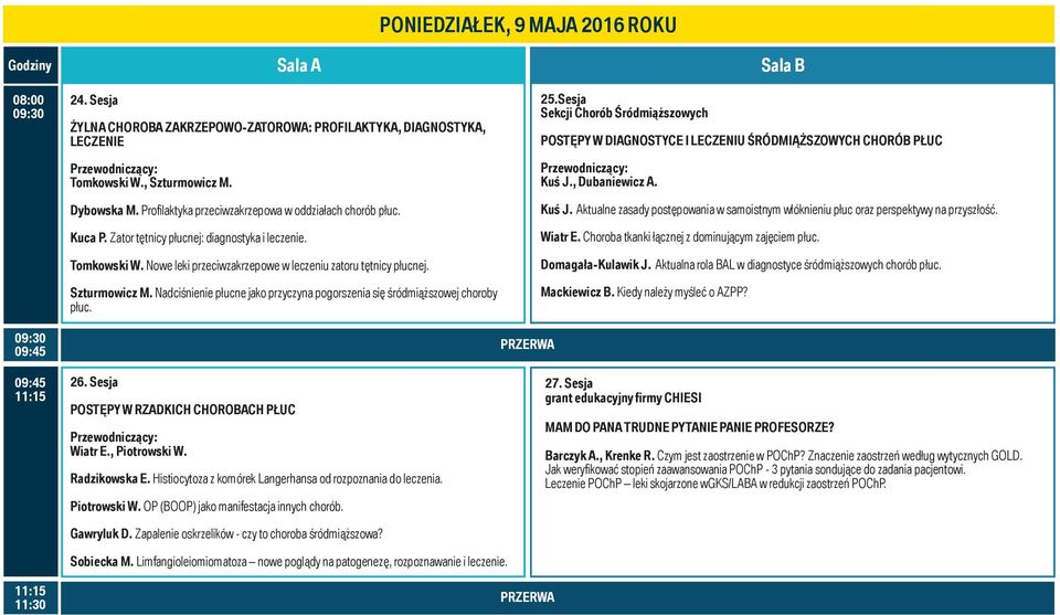 Szturmowicz M. Nadciśnienie płucne jako przyczyna pogorszenia się śródmiąższowej choroby płuc. 26. Sesja POSTĘPY W RZADKICH CHOROBACH PŁUC Wiatr E., Piotrowski W. Radzikowska E.