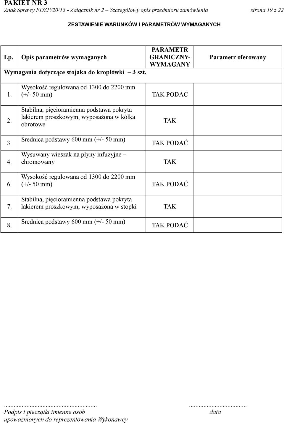 Stabilna, pięcioramienna podstawa pokryta lakierem proszkowym, wyposażona w kółka obrotowe Średnica podstawy 600 mm (+/- 50 mm) Wysuwany wieszak na płyny infuzyjne