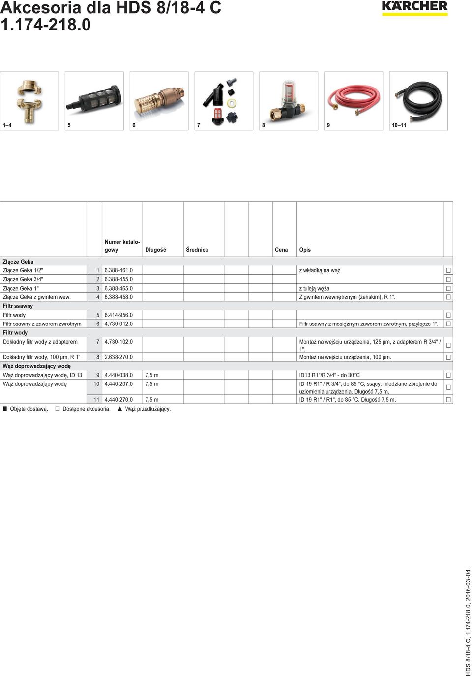 0 Filtr ssawny z mosiężnym zaworem zwrotnym, przyłącze 1". Filtr wody Dokładny filtr wody z adapterem 7 4.730-102.0 Montaż na wejściu urządzenia, 125 μm, z adapterem R 3/4" / 1".