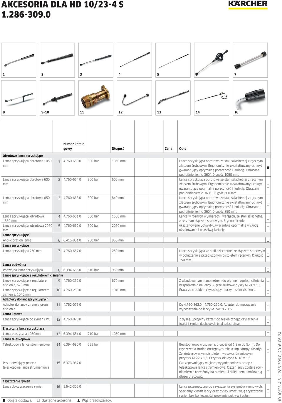 Ergonomicznie ukształtowany uchwyt gwarantujący optymalną poręczność i izolację. Obracana pod ciśnieniem o 360. Długość 1050 mm. 2 4.760-664.