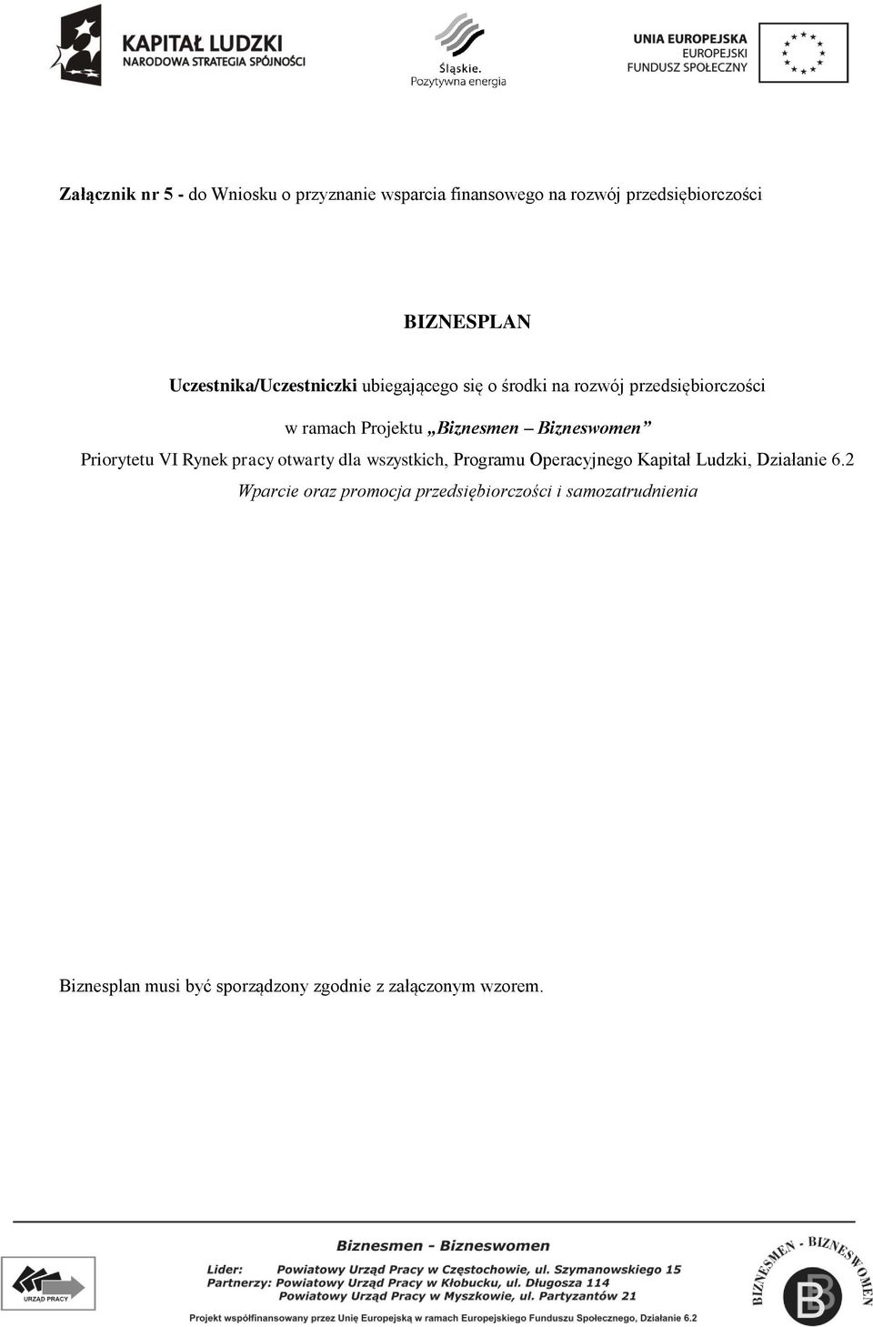 Bizneswomen Priorytetu VI Rynek pracy otwarty dla wszystkich, Programu Operacyjnego Kapitał Ludzki, Działanie