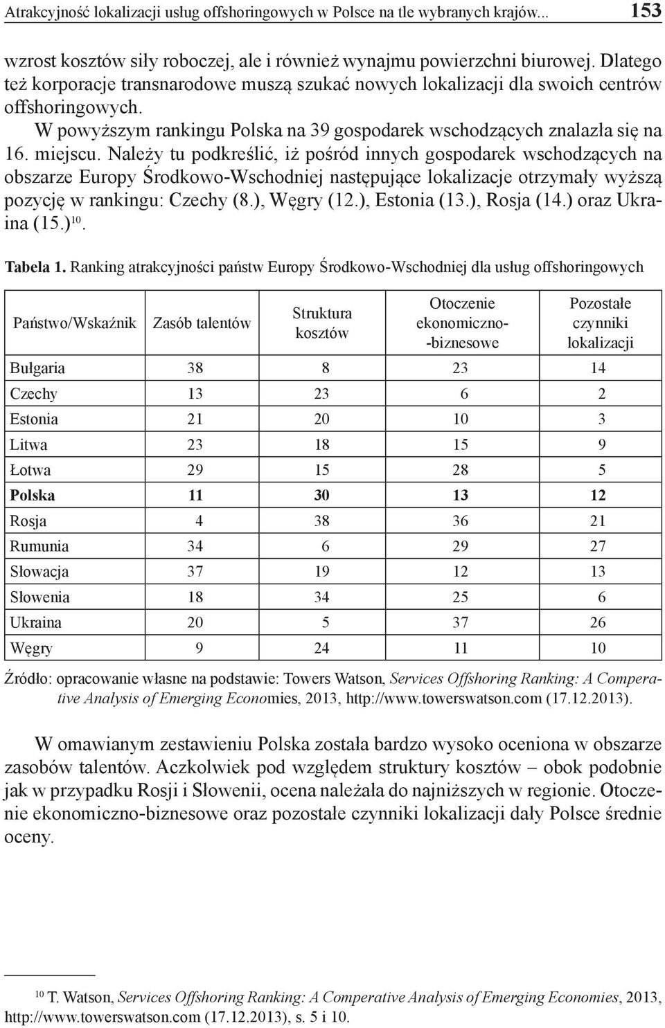 Należy tu podkreślić, iż pośród innych gospodarek wschodzących na obszarze Europy Środkowo-Wschodniej następujące lokalizacje otrzymały wyższą pozycję w rankingu: Czechy (8.), Węgry (12.