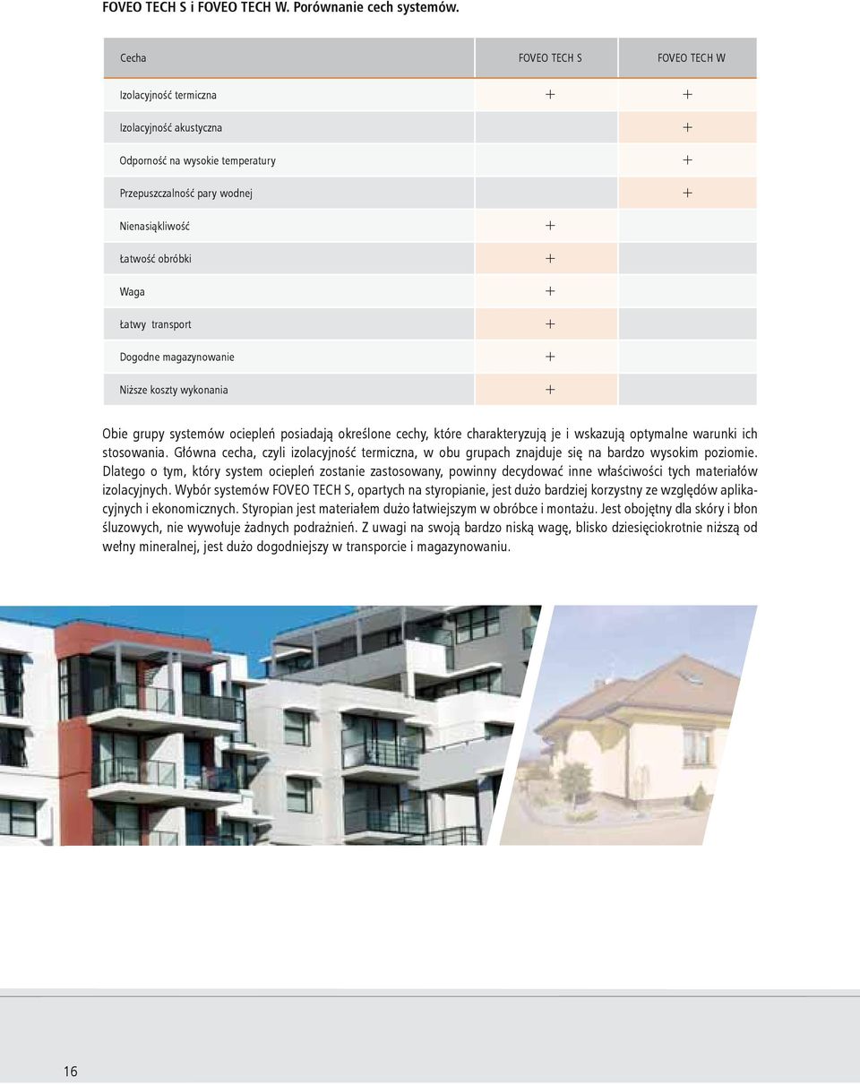 transport + Dogodne magazynowanie + Niższe koszty wykonania + Obie grupy systemów ociepleń posiadają określone cechy, które charakteryzują je i wskazują optymalne warunki ich stosowania.