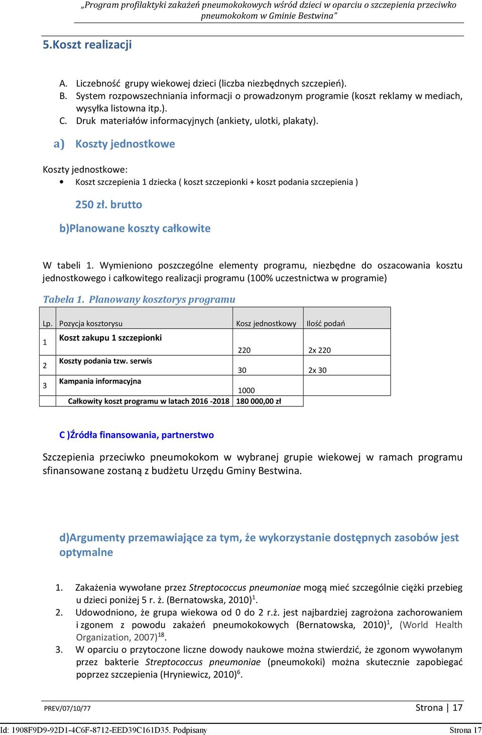 brutto b)planowane koszty całkowite W tabeli 1.