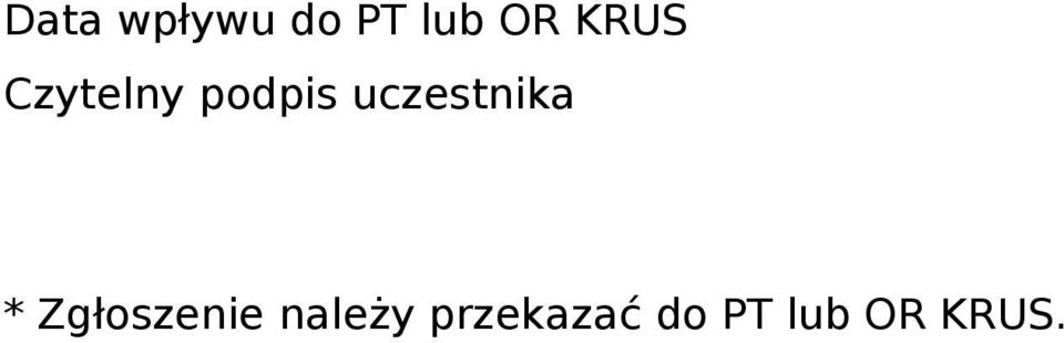 uczestnika * Zgłoszenie