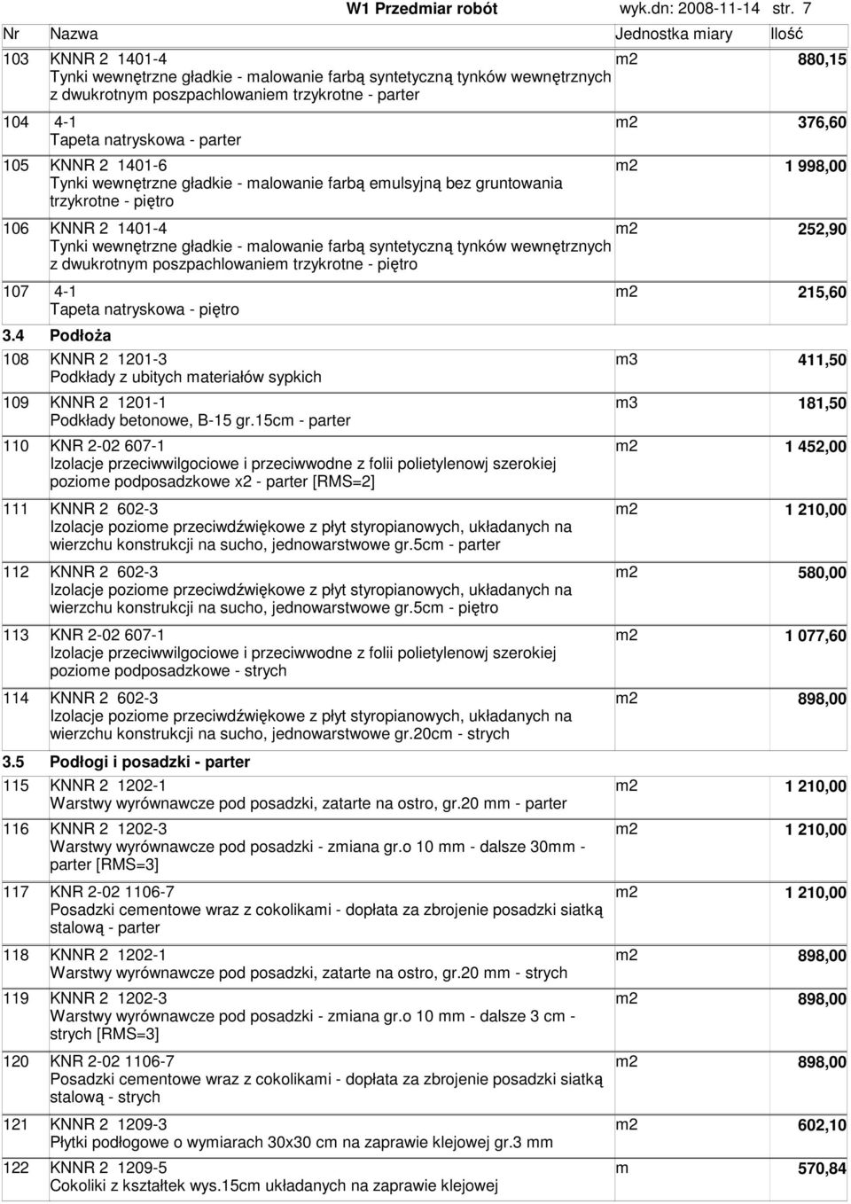 - parer 105 KNNR 2 1401-6 1 998,00 Tynki wewnęrzne gładkie - alowanie farbą eulsyjną bez grunowania rzykrone - pięro 106 KNNR 2 1401-4 252,90 Tynki wewnęrzne gładkie - alowanie farbą syneyczną ynków