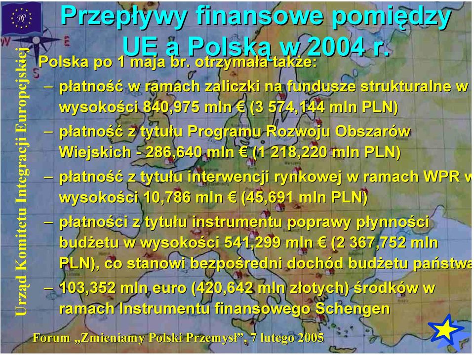 Wiejskich - 286,640 mln (1 218,220 mln PLN) płatność z tytułu interwencji rynkowej w ramach WPR w wysokości 10,786 mln (45,691 mln PLN) płatności z tytułu