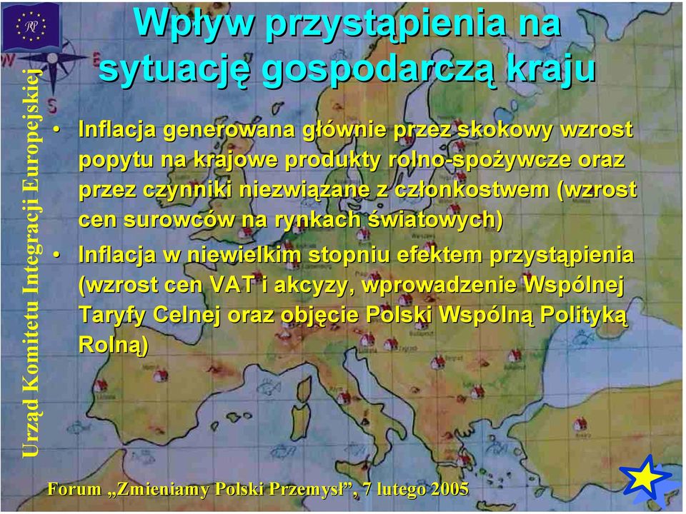 niezwiązane z członkostwem (wzrost cen surowców na rynkach światowych) Inflacja w niewielkim stopniu