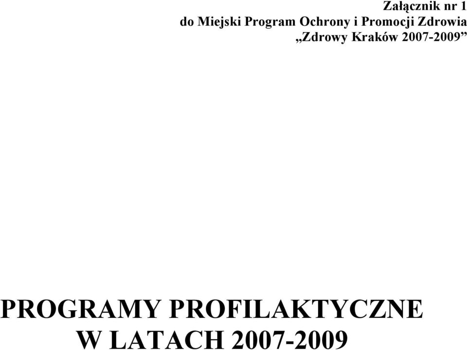 Zdrowia Zdrowy Kraków 2007-2009