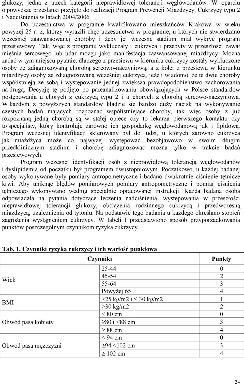 Do uczestnictwa w programie kwalifikowano mieszkańców Krakowa w wieku powyżej 25 r.