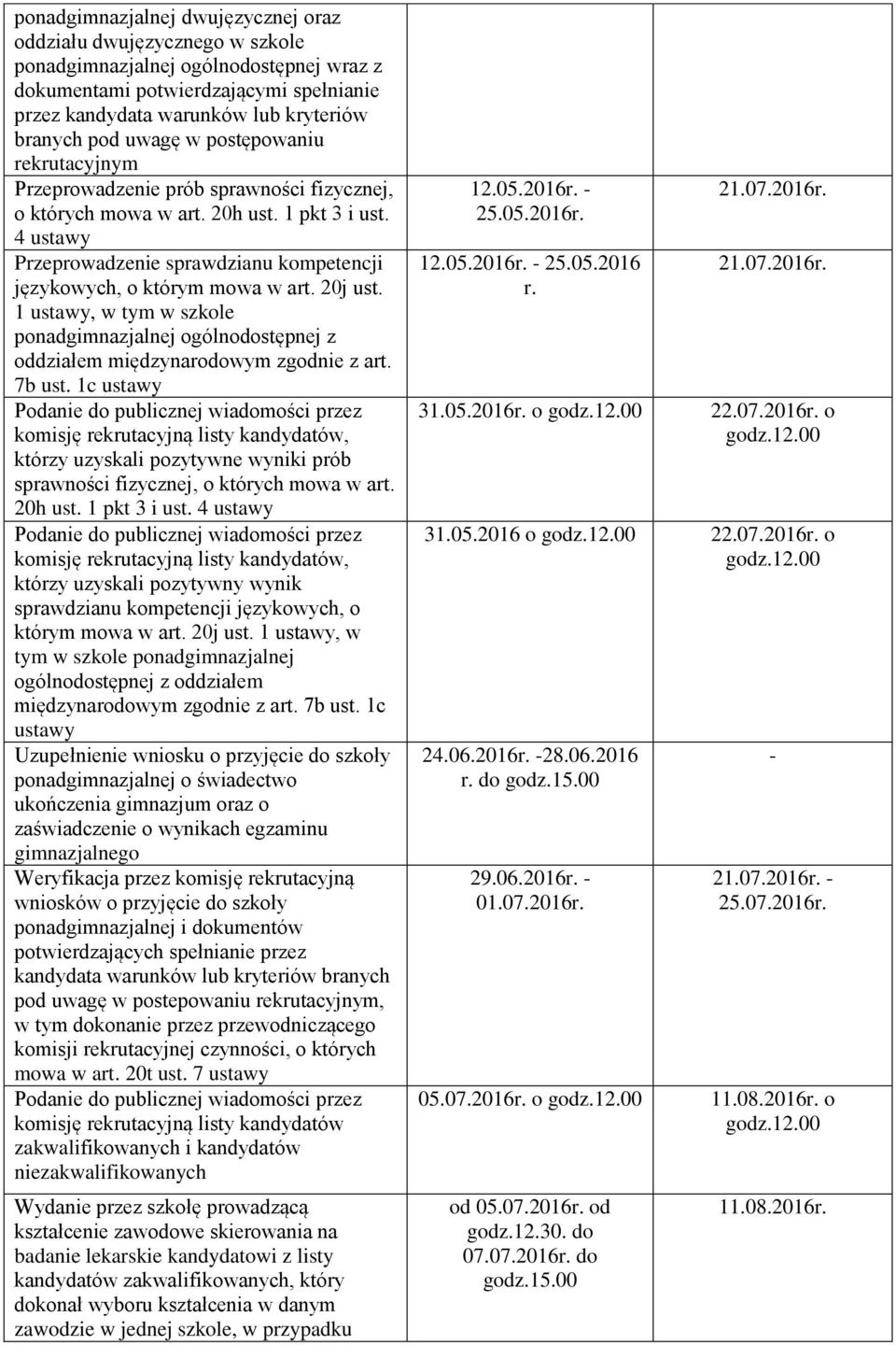 1, w tym w szkole ponadgimnazjalnej ogólnodostępnej z oddziałem międzynarodowym zgodnie z art. 7b ust. 1c, którzy uzyskali pozytywne wyniki prób sprawności fizycznej, o których mowa w art. 20h ust.