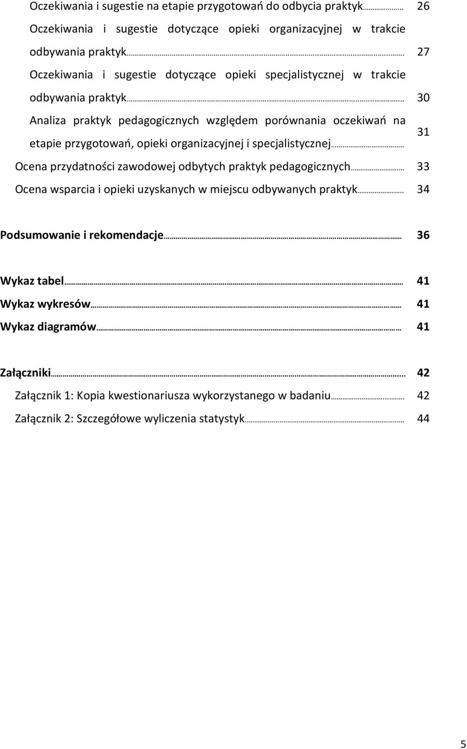 ...................... 30 Analiza praktyk pedagogicznych względem porównania oczekiwań na etapie przygotowań, opieki organizacyjnej i specjalistycznej.