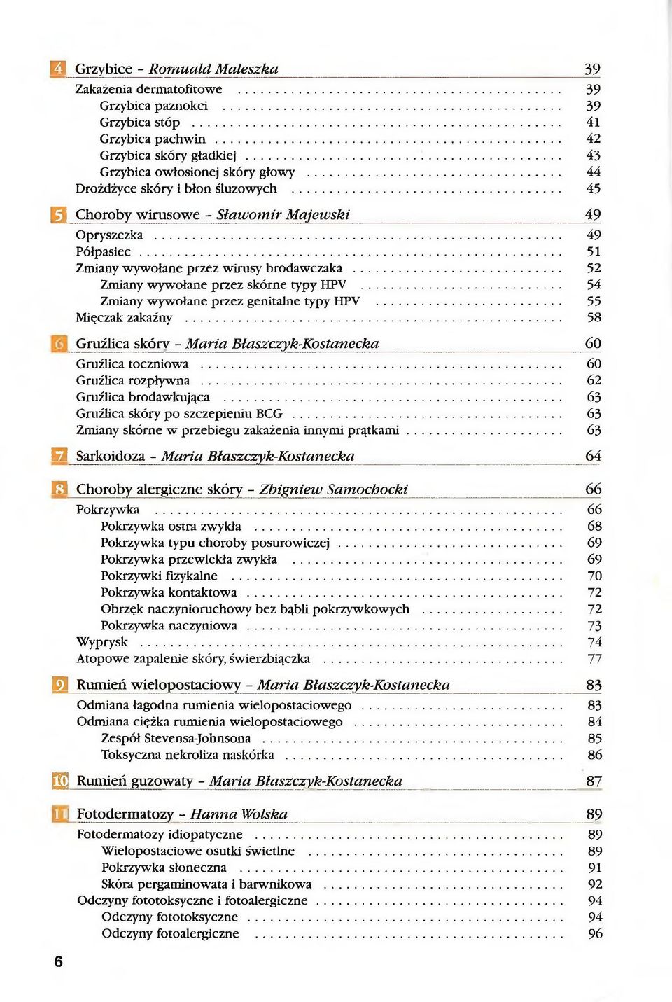.. 52 Zmiany wywołane przez skórne typy HPV... 54 Zmiany wywołane przez genitalne typy HPV... 55 Mięczak zakaźny... 58 Gruźlica skóry - M aria Błaszczyk-Kostanecka 60 Gruźlica toczniowa.