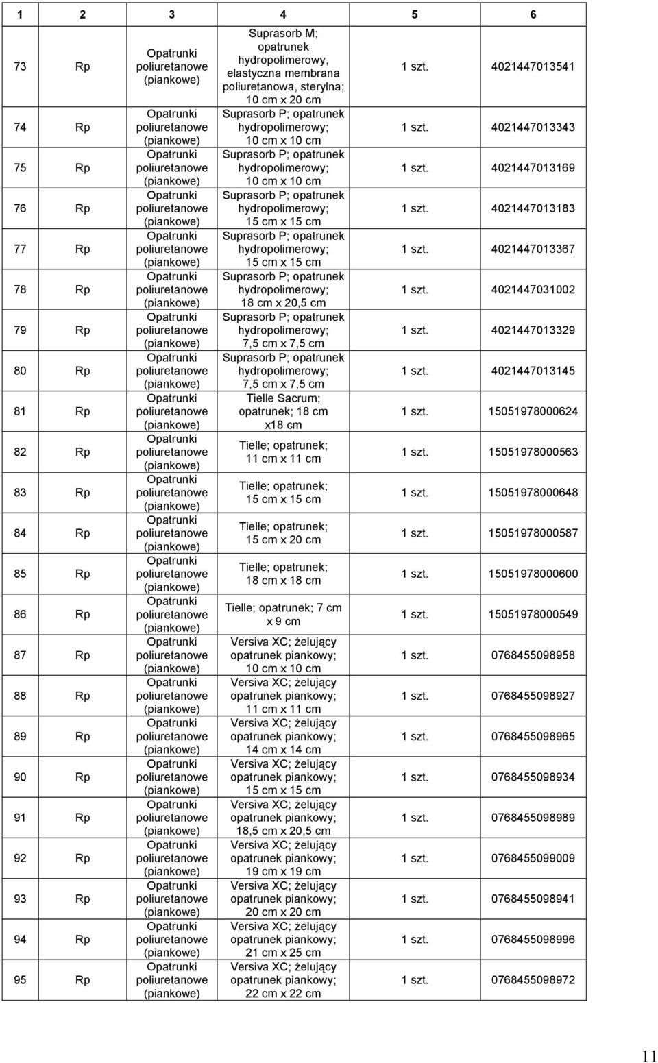 poliuretanowe poliuretanowe poliuretanowe poliuretanowe poliuretanowe poliuretanowe Suprasorb M; opatrunek hydropolimerowy, elastyczna membrana poliuretanowa, sterylna; 10 cm x 20 cm Suprasorb P;