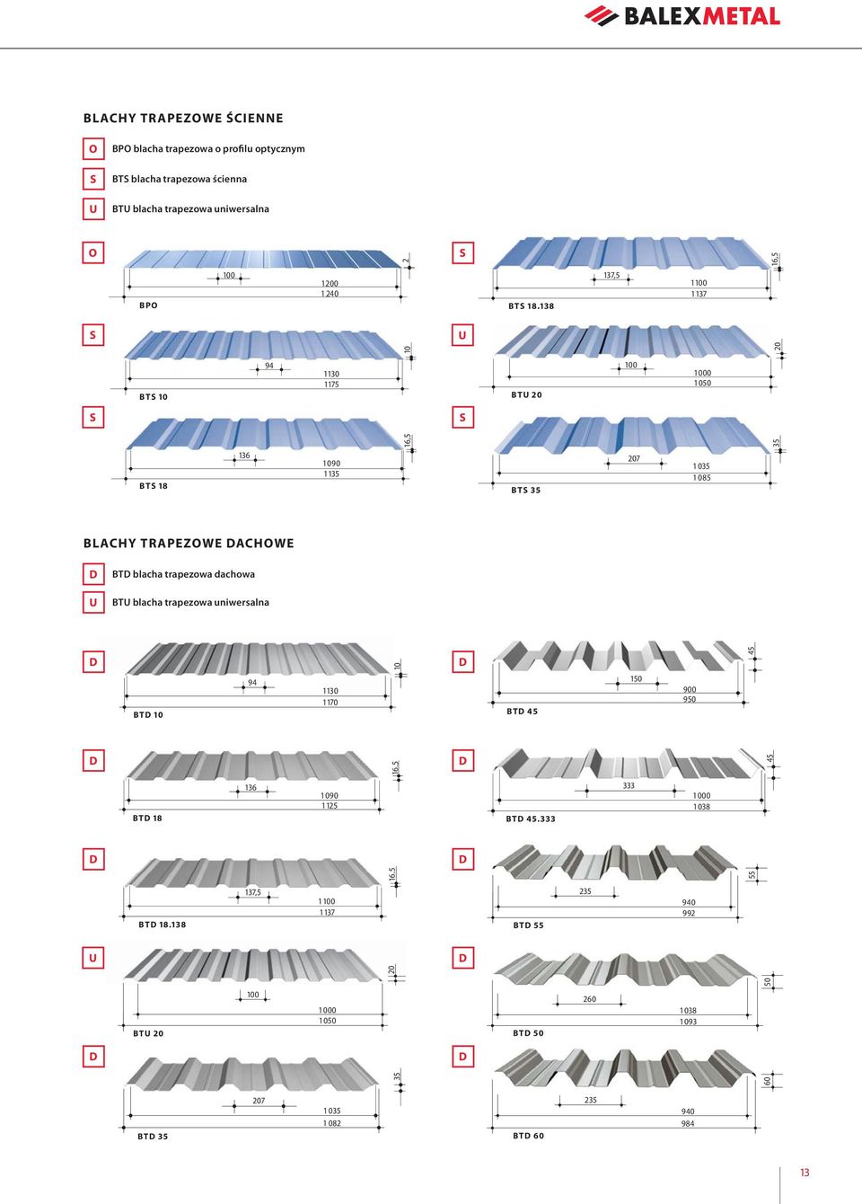 BTU blacha trapezowa uniwersalna D 10 D 45 BTD 10 94 1 130 1 170 BTD 45 150 900 950 D 16.5 D 45 BTD 18 