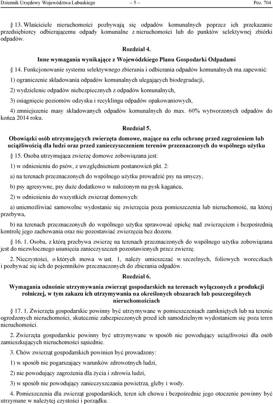 Rozdział 4. Inne wymagania wynikające z Wojewódzkiego Planu Gospodarki Odpadami 14.