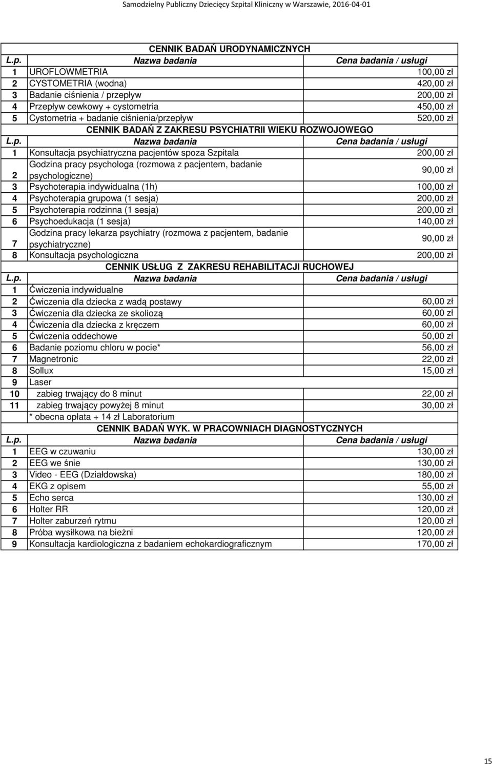 Psychoterapia grupowa (1 sesja) 5 Psychoterapia rodzinna (1 sesja) 6 Psychoedukacja (1 sesja) 4 4 5 90,00 zł 140,00 zł Godzina pracy lekarza psychiatry (rozmowa z pacjentem, badanie 7 psychiatryczne)