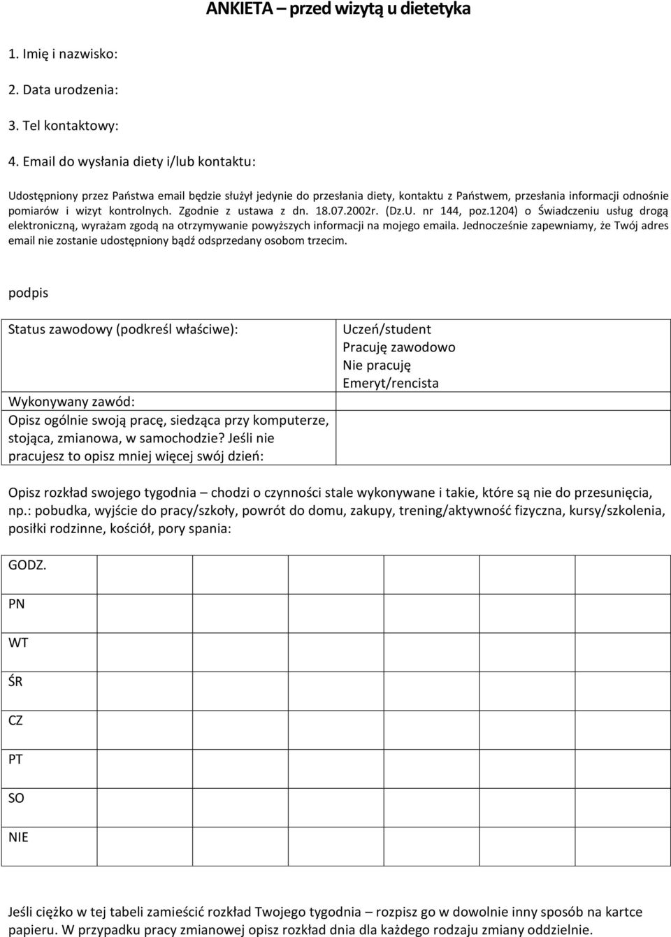 Zgodnie z ustawa z dn. 18.07.2002r. (Dz.U. nr 144, poz.1204) o Świadczeniu usług drogą elektroniczną, wyrażam zgodą na otrzymywanie powyższych informacji na mojego emaila.