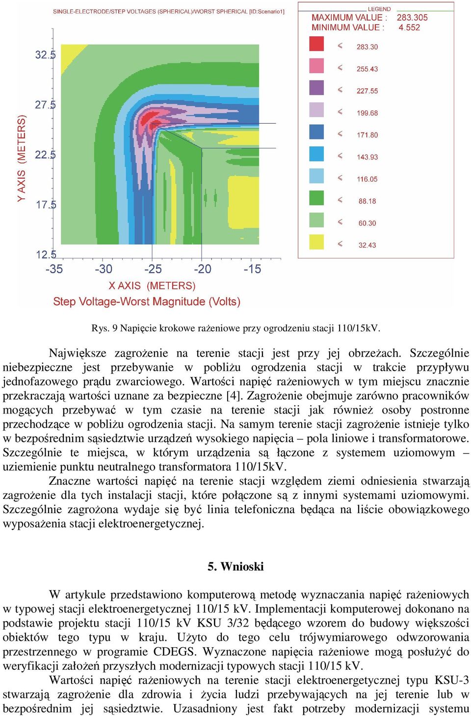 Wartości napięć rażeniowych w tym miejscu znacznie przekraczają wartości uznane za bezpieczne [4].